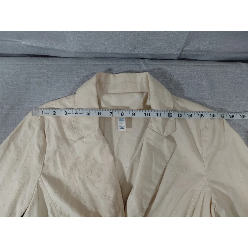 Vtg Y2k Old Navy Floral Scalloped Jacket‎ Women's LG Tan Single Button